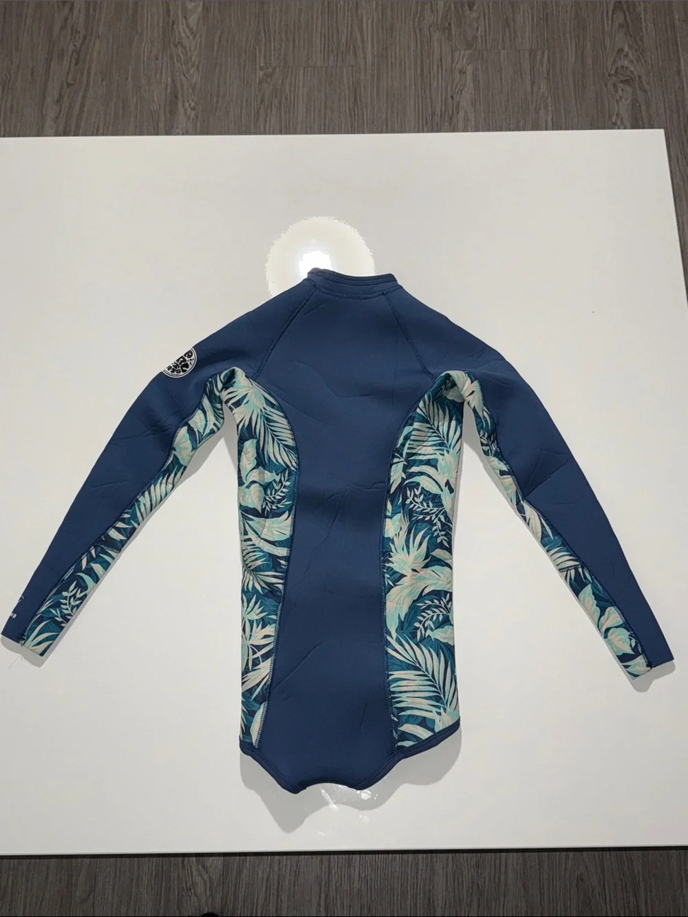 Rip Curl Navy One-Piece Wetsuit with Teal Floral Panels size